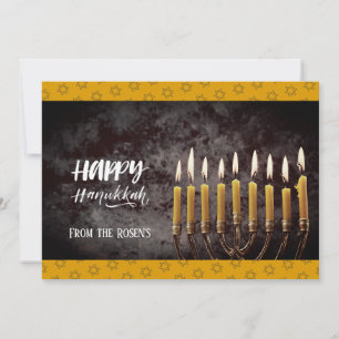 Elegant Grey and Gold Hanukkah Chanukah Menorah Invitation