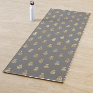 Elegant Grey and Gold Pineapple Pattern  Yoga Mat
