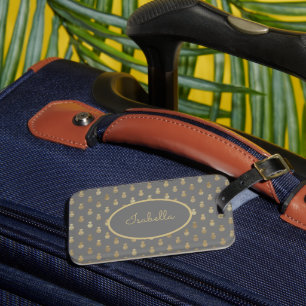 Elegant Grey and Gold Pineapple Personalised  Luggage Tag
