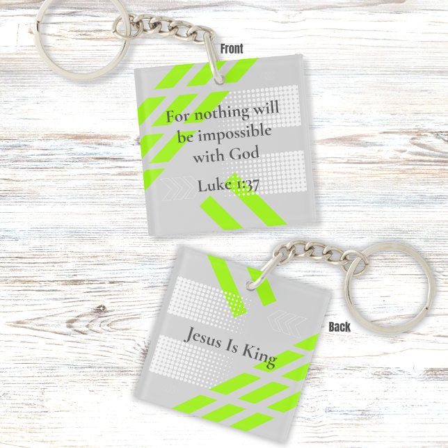 Elegant Grey and Green Abstract – Luke Bible Verse Key Ring (Creator Uploaded)