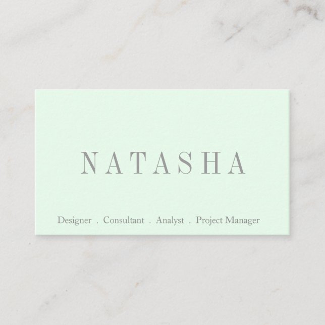 Elegant Grey and Green Script Font Business Card (Front)