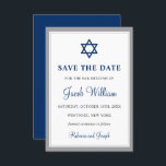Elegant Grey and Navy Blue Bar Mitzvah 3.5" x 5" Save The Date<br><div class="desc">Elegant Grey and Navy Blue Bar Mitzvah 3.5" x 5" Save the Date</div>