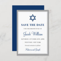 Elegant Grey and Navy Blue Bar Mitzvah 3.5" x 5"