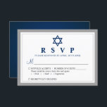 Elegant Grey and Navy Blue Bar Mitzvah RSVP Card<br><div class="desc">Elegant Grey and Navy Blue Bar Mitzvah RSVP Card</div>