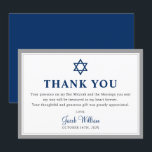 Elegant Grey and Navy Blue Bar Mitzvah Thank You Card<br><div class="desc">Elegant Grey and Navy Blue Bar Mitzvah Thank You Card</div>