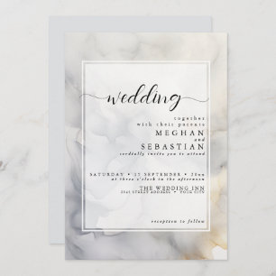 Elegant Grey and Pale Gold Soft Cloud Invitation