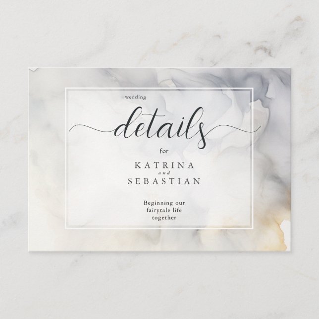 Elegant Grey and Pale Gold Soft Clouds Enclosure Card (Front)