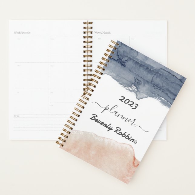 Elegant Grey and Pink Personalised Water Colour Planner (Display)