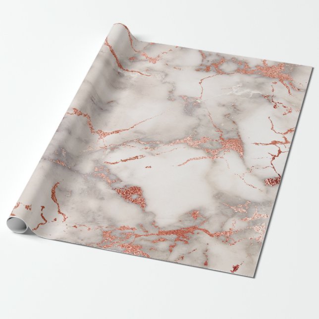 elegant grey and rose gold marble effect wrapping paper (Unrolled)