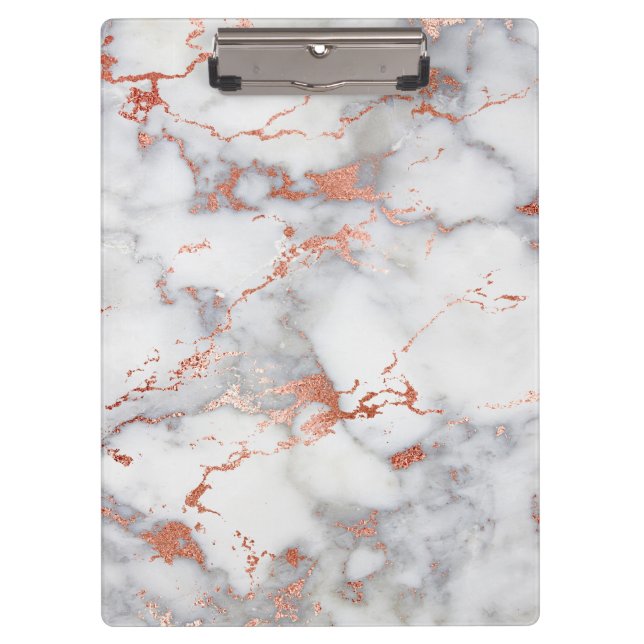 elegant grey and rose gold marble pattern clipboard (Front)