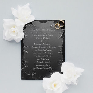 Elegant Grey and Silver Wedding Invitation