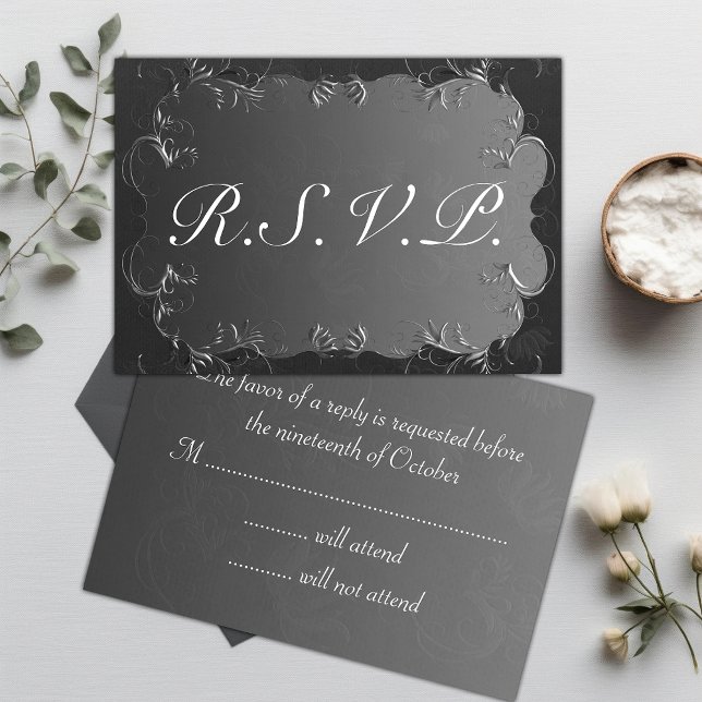 Elegant Grey and Silver Wedding RSVP Card (Creator Uploaded)