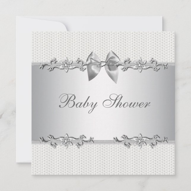 Elegant Grey and White Baby Shower Invitation (Front)