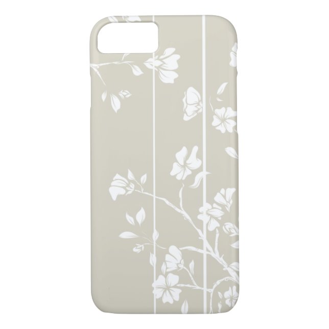 Elegant Grey and White Floral Case-Mate iPhone Case (Back)