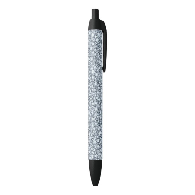 Elegant Grey And White Glitter Black Ink Pen (Bottom (Vertical))