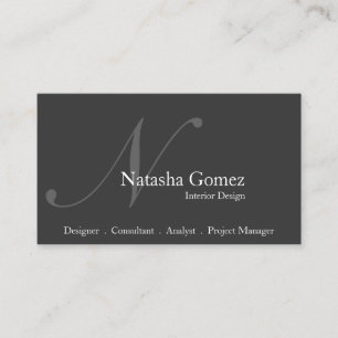 Elegant Grey and White Monogram Business Card