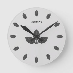 Elegant Grey Bay Tree Leaves Round Clock