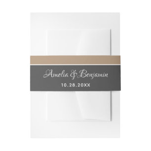 Elegant Grey Beige Typography Wedding Invitation Belly Band
