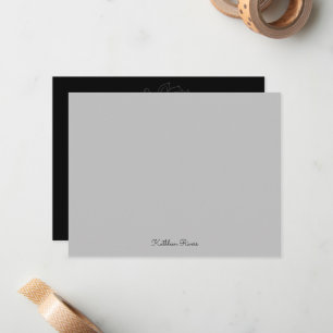Elegant Grey & Black Custom Personalised Note Card