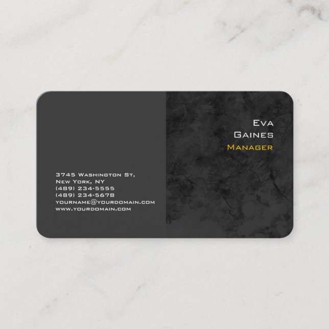 Elegant Grey Black Yellow Professional Modern Business Card (Front)