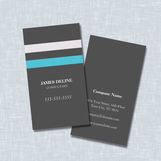 Elegant Grey Blue Stripes Consultant Business Card (Creator Uploaded)