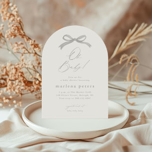 Elegant Grey Bow Neutral Baby Shower Invitation