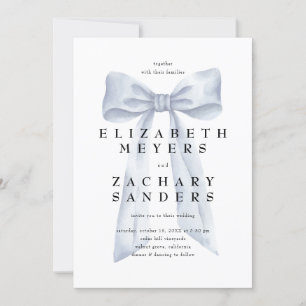 Elegant Grey Bow Wedding Invitation