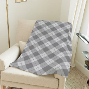 Elegant Grey Buffalo Plaid Holiday Fleece Blanket