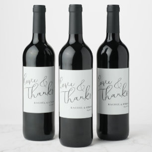 Elegant Grey Calligraphy Wine Label