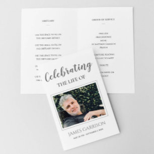 Elegant Grey Celebration of Life Funeral Program