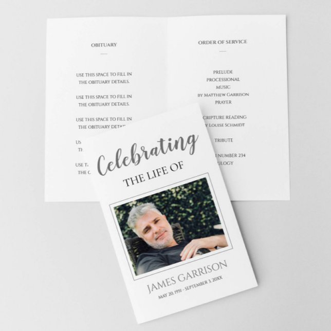 Elegant Grey Celebration of Life Funeral Program (Creator Uploaded)