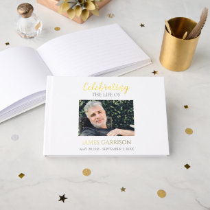 Elegant Grey Celebration of Life Photo Memorial Guest Book