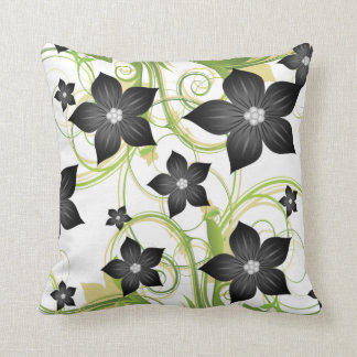 elegant grey charcoal floral throw pillow