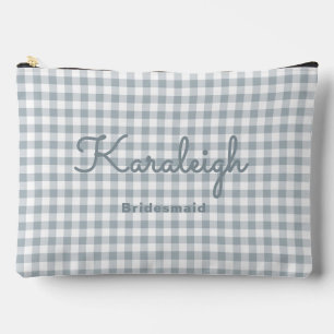 Elegant Grey Checkered Bridesmaid Accessory Pouch