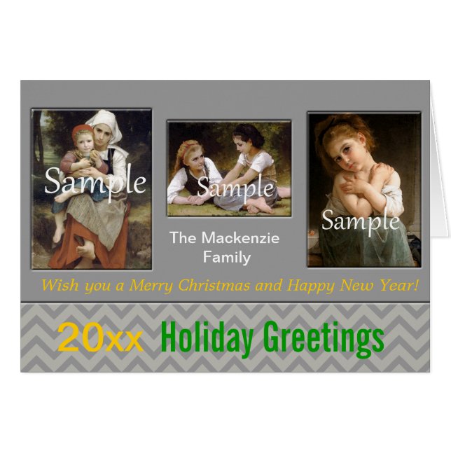 Elegant grey chevron holiday, Christmas, New Year (Front Horizontal)