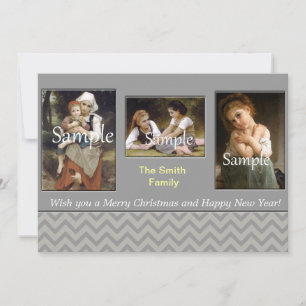 Elegant grey chevron holiday, Christmas, New Year Holiday Card