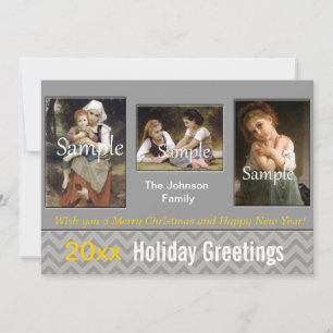 Elegant grey chevron holiday, Christmas, New Year Holiday Card
