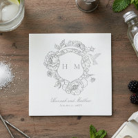 Elegant Grey Chinoiserie Bird Crest Wedding