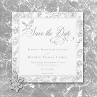 Elegant Grey Chinoiserie Bird & Crest Wedding