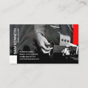 Elegant Grey Concert Guitarist Teacher Business Card