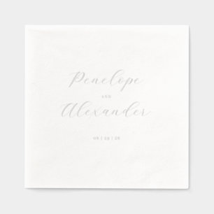 Elegant Grey Cursive Names Foil Napkins