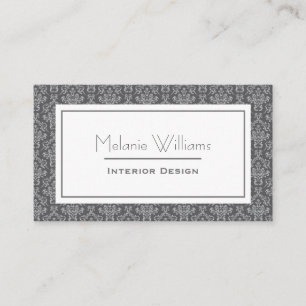 Elegant Grey Damask Fabric Texture Look Business Card