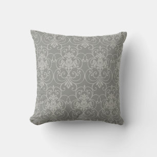 Elegant Grey damask-inspired patterned Throw Pillo Cushion