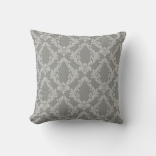 Elegant Grey damask-inspired patterned Throw Pillo Cushion