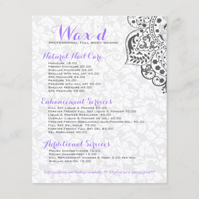 Elegant Grey Damasks White Lace Reversible Flyer (Back)