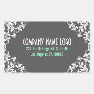 Elegant Grey Damasks White Vintage Lace Frame Rectangular Sticker