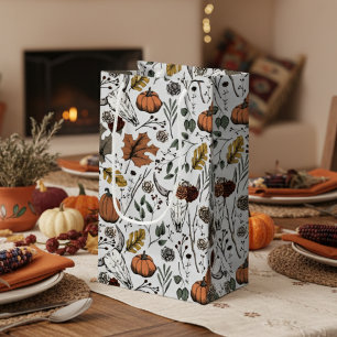 Elegant Grey Fall Harvest and Cow Skulls Small Gift Bag