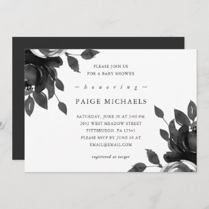 Elegant Grey Floral Baby Shower Invitation