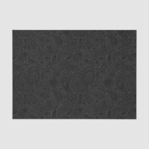 Elegant Grey Floral Damasks Black Background 2 Tissue Paper