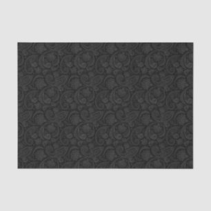 Elegant Grey Floral Damasks black Background Tissue Paper